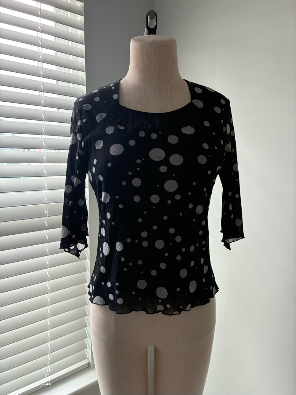 Y2k May Women's Black and White Polka Dot Ruffle Blouse
